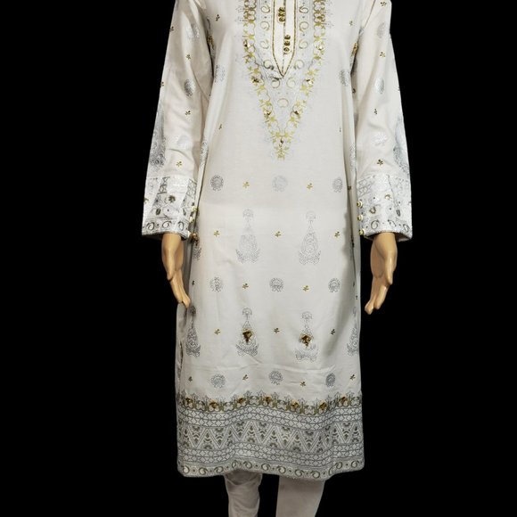 Almirah Junaid Jamshed Pakistani Fancy Ready-Made Long Kameez Pant Outfit XS/37 - Picture 5 of 14